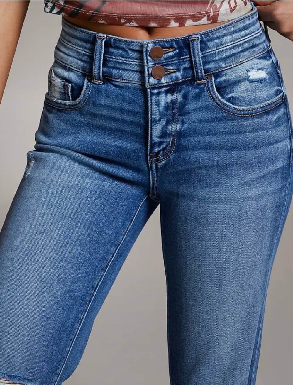 Buckle Blue Mid-Rise Distressed Ankle Skinny Jeans